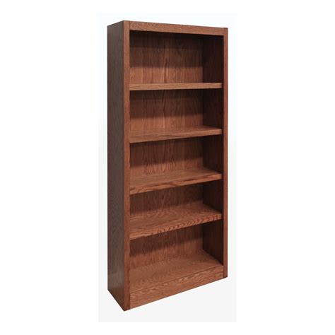 Concepts In Wood 5 Shelf Wood Bookcase 72 Inch Tall Oak Finish