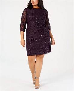  Howard Plus Size Sequined Lace Shift Dress Cocktail Dress