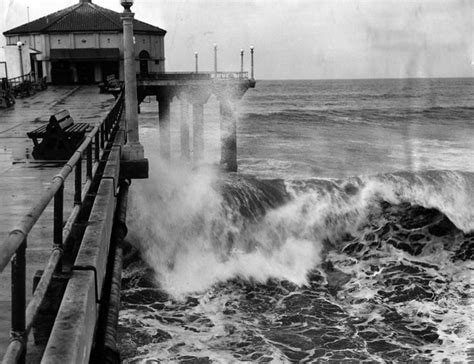Old Manhattan Beach Pier Storm Surf Pin