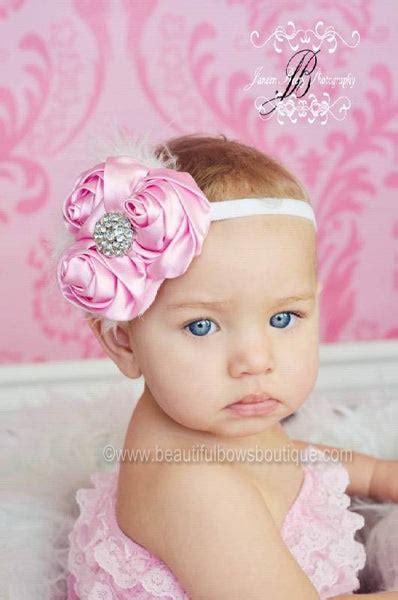 Buy Sweet Pink And White Vintage Chiffon Rose White Baby Headband