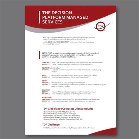 Layout A One Pager Sales Doc For Consulting Services Other Business
