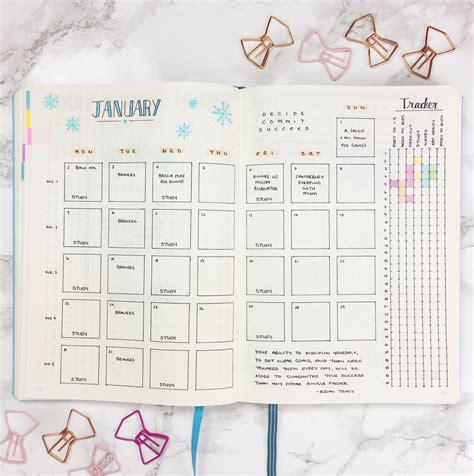 Bullet Journal Monthly Layout With Tracker Template Bullet Journal