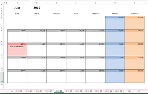 Calendrier Mensuel Excel Modifiable Et Gratuit Excel