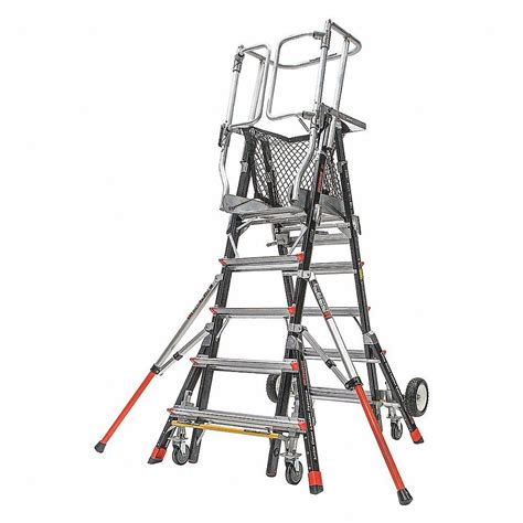 Little Giant 18509 243 Adjustable Safety Cage Platform Ladder 5 To 9
