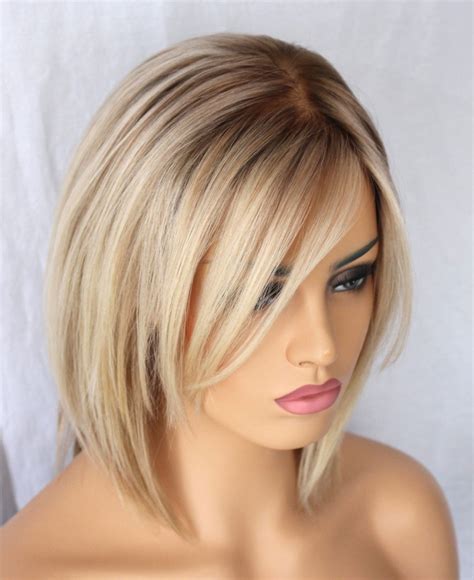 Long bob ombre hair from brown to almost blonde. Hot Indian Ombre Blonde Human Hair Short Bob Wig For White ...