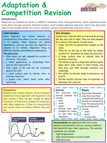 Ks4 Gcse Biology Adaptation And Competition Revision Lesson Teaching