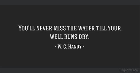 You Ll Never Miss The Water Till Your Well Runs Dry