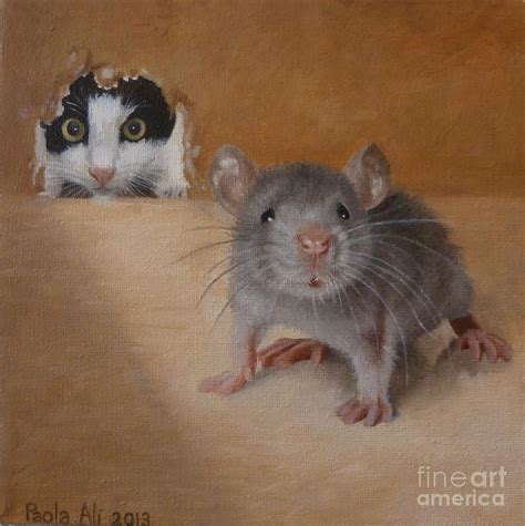 Cat And Mouse Painting By Paola Ali