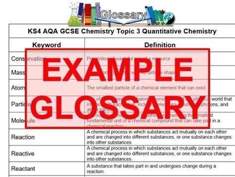 Ks4 Aqa Gcse Chemistry T3 Quantitative Chemistry Glossary Combined Or