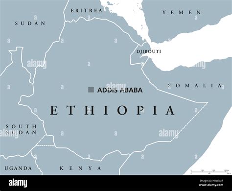 Ethiopia Addis Ababa Capital City Pinned On Political Map Stock Photo