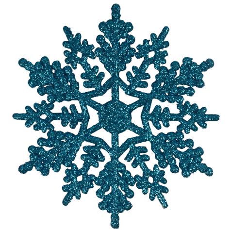Pack Of 10 Blue Glitter Finish Snowflakes 11cm