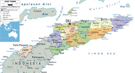 Municipalities of east timor after reformation of the borders 2003. Political Map of East Timor - Ezilon Maps