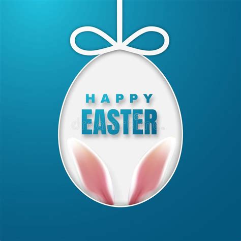 Happy Easter Greeting Card With Easter Bunny Color Paper Easter Egg On