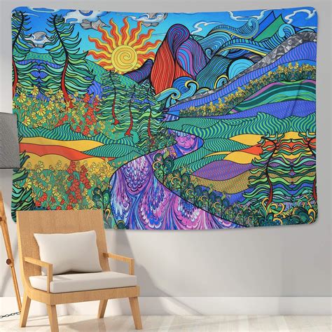 Lyacmy Psychedelic Tapestry Trippy Mountain Tapestry