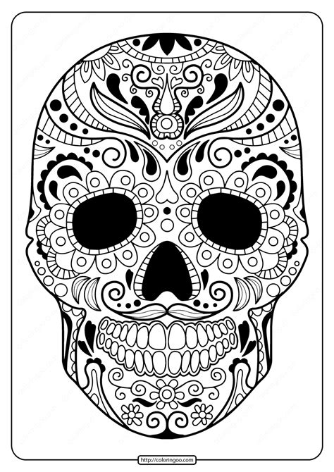 Printable Sugar Skull Pdf Coloring Pages 07