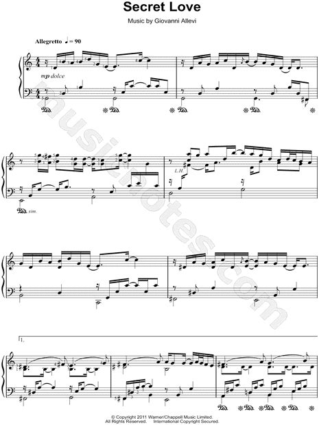 Giovanni Allevi Secret Love Sheet Music Piano Solo In C Major