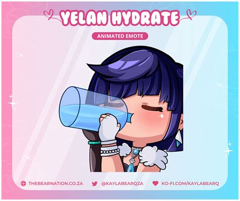 Animated Yelan Genshin Impact Hydrate Emote Twitch Youtube Discord