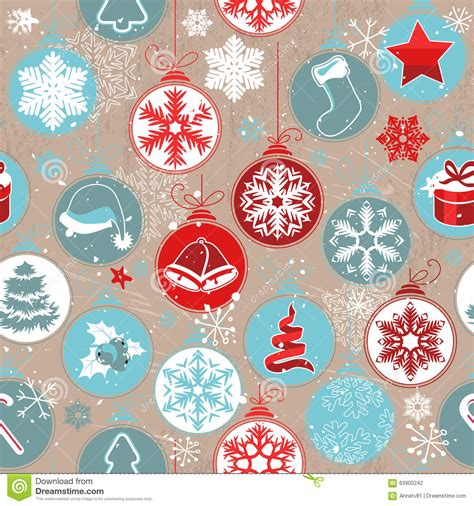 Seamless Beige Vintage Pattern With Traditional Christmas Elements