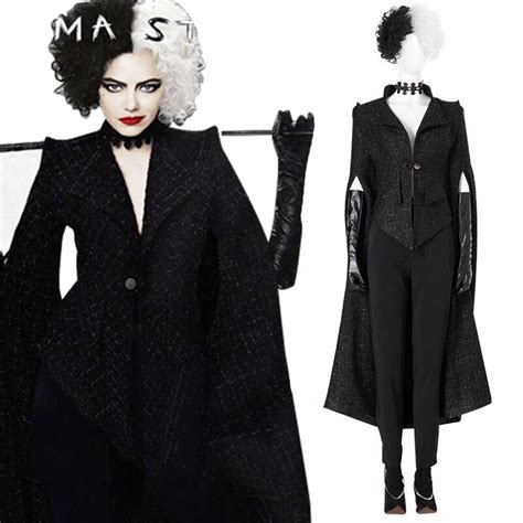 Cruella Cosplay 2021 Cruella Devil Emma Stone Costumes Wigs Outfit Accosplay