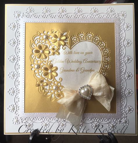 Golden Wedding Anniversary card, Crafters Companion Create a Card dies