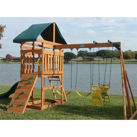 Sort by popularity sort by name sort by cost. Kids Outdoor Swing Set Wood Canopy 2 Swings Glider Rock ...