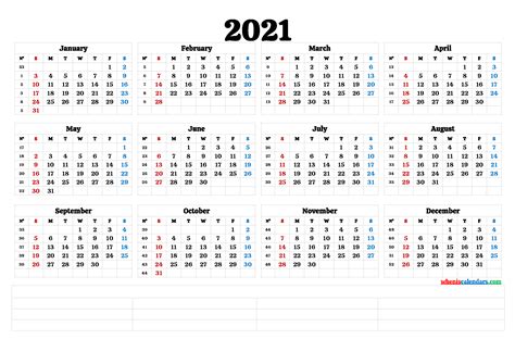 2021 Calendar With Weeks Printable