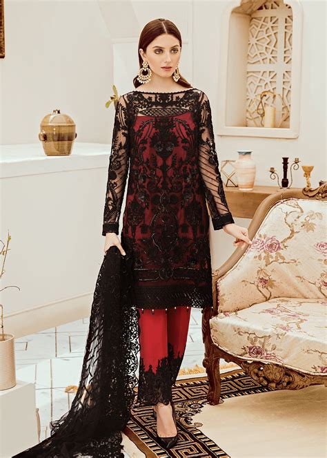 Beautiful Fancy Net Dress In Black And Red Color P2283 Net Dresses