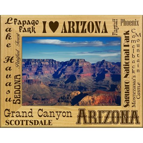 I Love Arizona Laser Engraved Wood Picture Frame 5 X 7