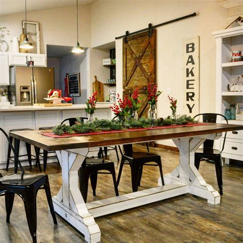 Farmhouse dining table ideas for cozy. The Ultimate Farmhouse table. This two-tone farmhouse ...