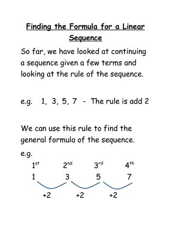 Finding The Formula For A Linear Sequence Teaching Resources