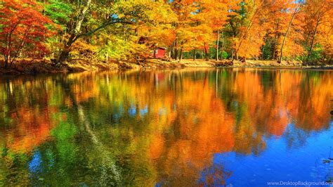 Lakes Autumn Reflections Forest Lake Colors Water Fall