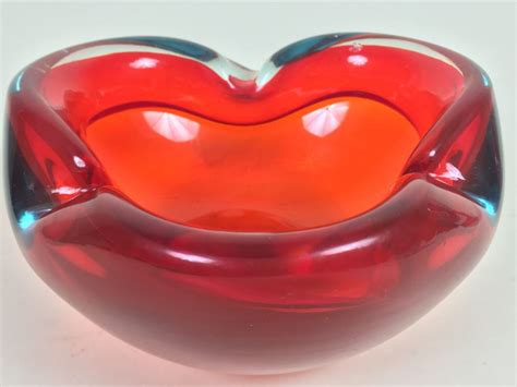 Red Murano Art Glass Ashtray