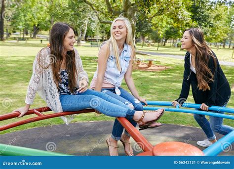 Fun Girls Park Stock Image Image Of Girls Playful Outdoors 56342131
