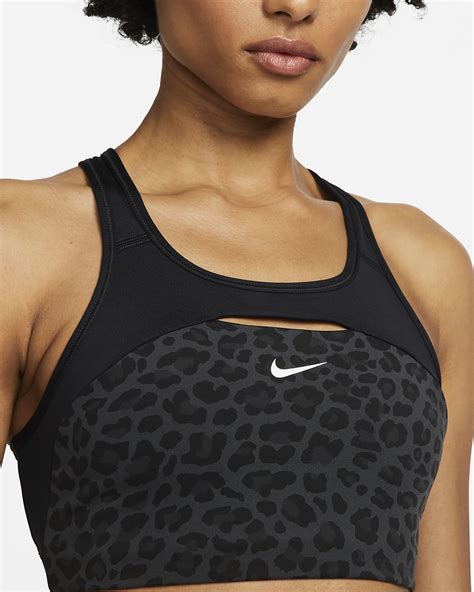 Nike Dri Fit Swoosh Womens Medium Support Non Padded Leopard Print
