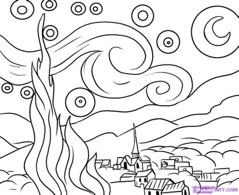 Dibujos de obras de arte de famosos pintores para colorear | Colorear