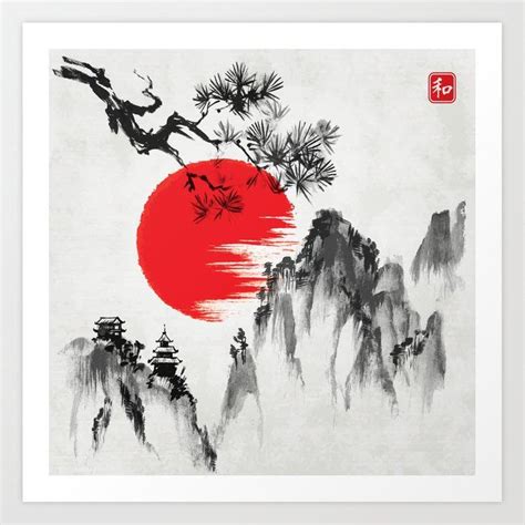Japanese Landscape V4 Art Print By Barcopolo X Small Japanese