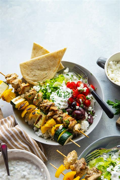 Grilled Chicken Souvlaki Bowls