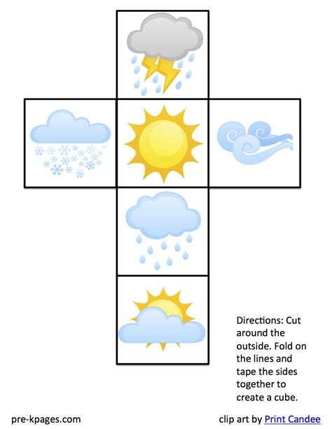 create weather dice | Weather crafts, Preschool weather, Weather kindergarten