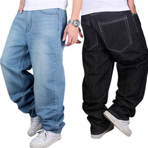 Loose Mens Wide Leg Pants Streetwear Jeans Baggy Denim Rap Skateboard Trouser Ebay