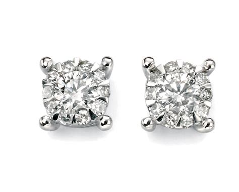White Gold Diamond Cluster Earrings Dent Jewellers