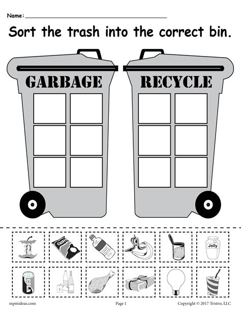 Free Printable Recycling Worksheets For Kids