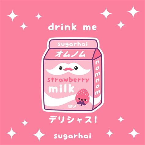 Featured image of post Strawberry Milk Kawaii Art strawberry cow milk sticker by tamagoshop