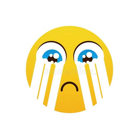 Yellow Cartoon Face Cry Tears People Emotion Icon Stock Vector