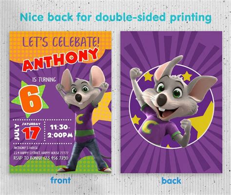Chuck E Cheese Editable Invitation Printable Birthday Invite Etsy