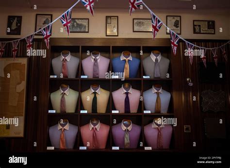 A renowned tailor's shop is photographed decorated prior to the