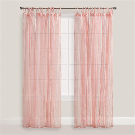 Blush Pink Crinkle Cotton Voile Curtains Set Of 2 Voile Curtains
