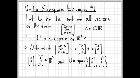 Linear Algebra Example Problems Subspace Example 1 Youtube