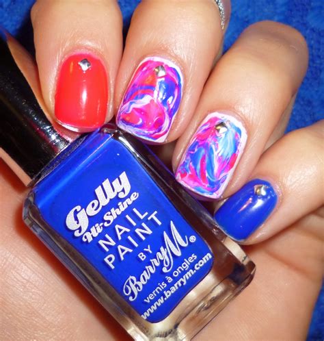 Lou Is Perfectly Polished Blue And Pink Dry Marble Nails