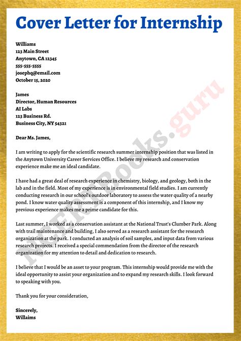 Cover Letter For Internship Examples Quick Writing Guide Amp 10 Tips
