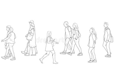 Boceto De Gente Caminando Ilustración Del Vector Ilustración De